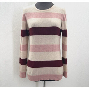 Charter Club Cashmere Sweater Women Xs Beige Pink Red Knit Long Sleeve Crew Neck